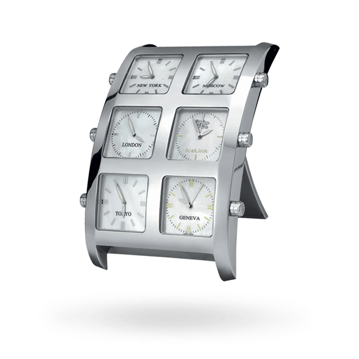 White MOP Desk Clock with Alarm Presidential IceLink   